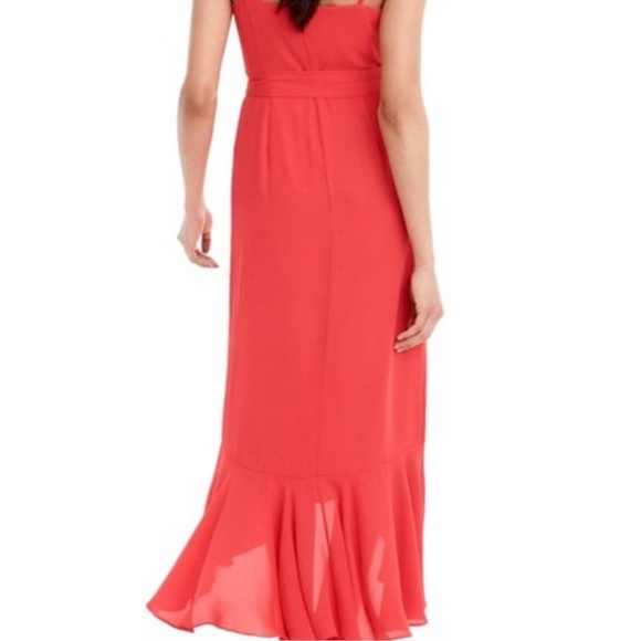 J.Crew Black Label Red Wrap ruffle tie maxi dress women size 2 - Picture 3 of 9
